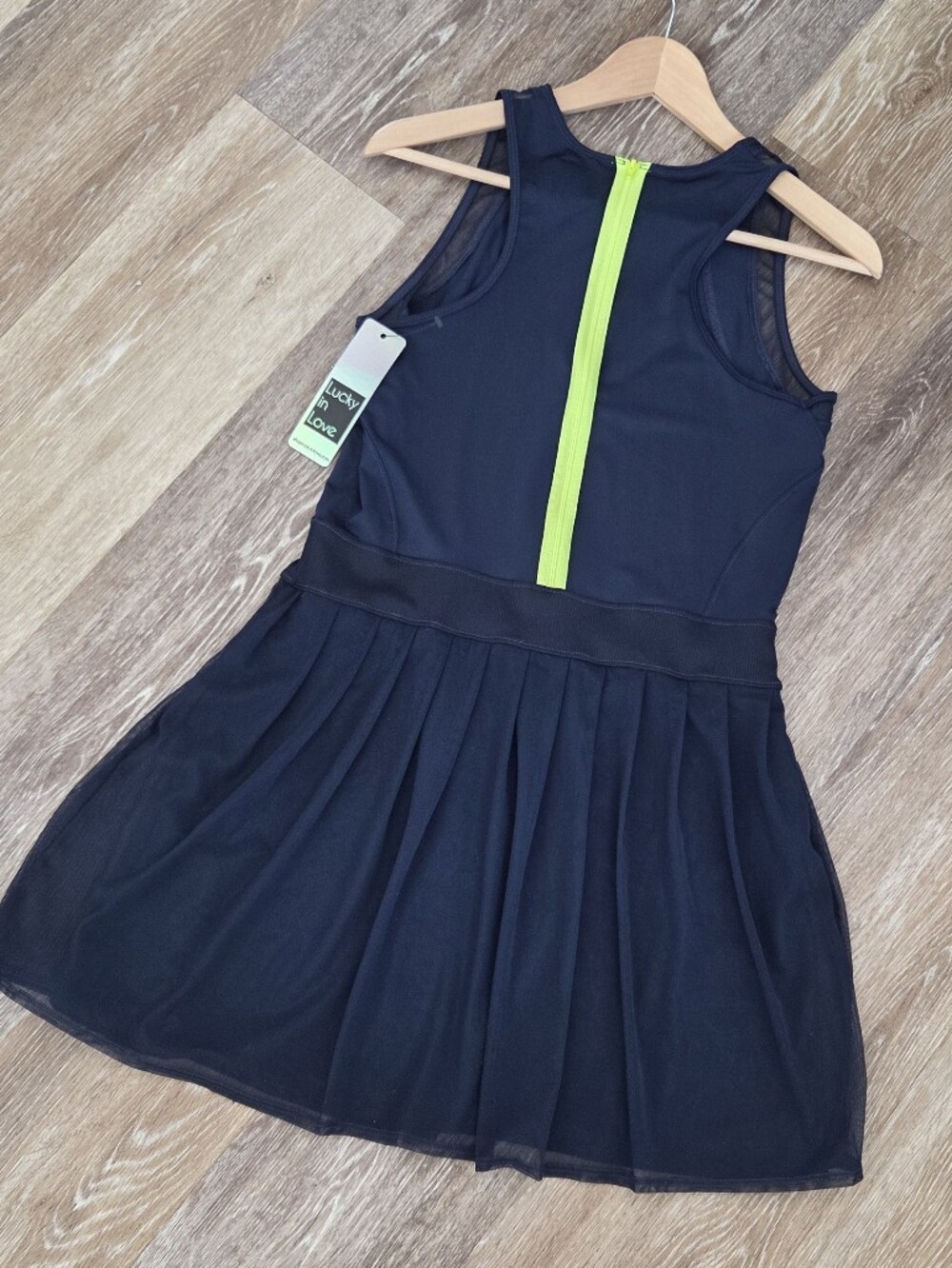 Lucky in Love Navy Blue Athletic Tennis Dress NWT Pleated Tennisprep Neon Zip-up - Picture 11 of 14
